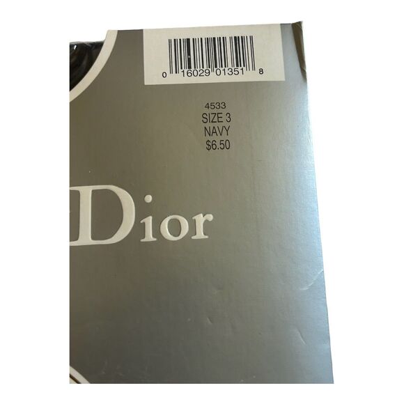 Christian Dior Diorissimo Pantyhose Ultra Sheer Control Top Sz 3 Navy Blue 4533 - Picture 3 of 5
